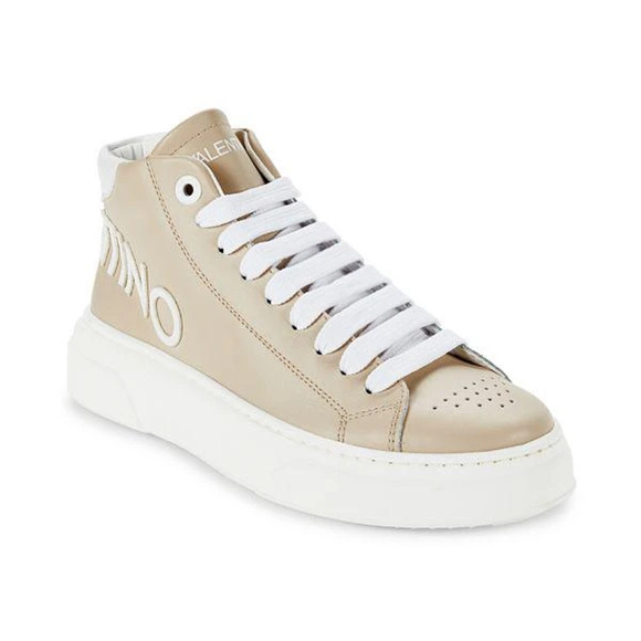 Valentino by Mario Valentino Alice Logo Leather Sneakers Tan White Womens EU 39 - Picture 1 of 7